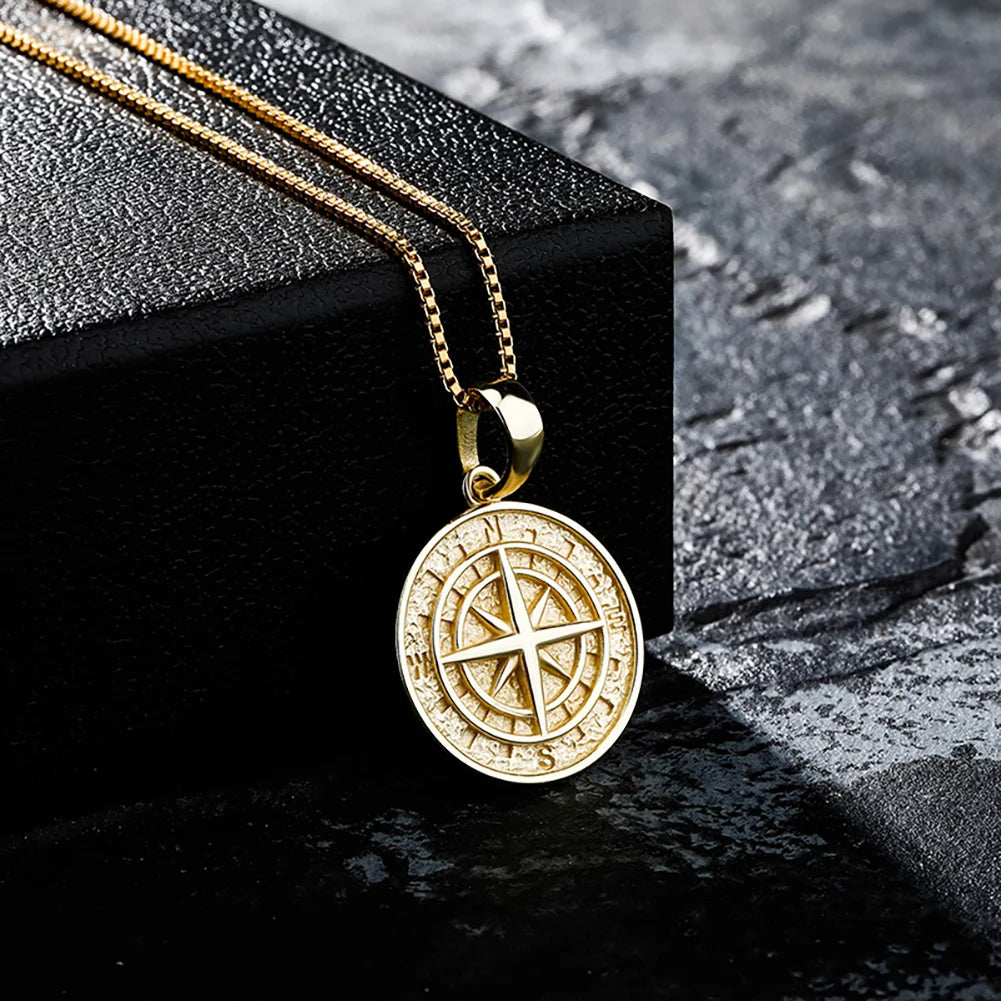 925 Sterling Silver Compass Pendant