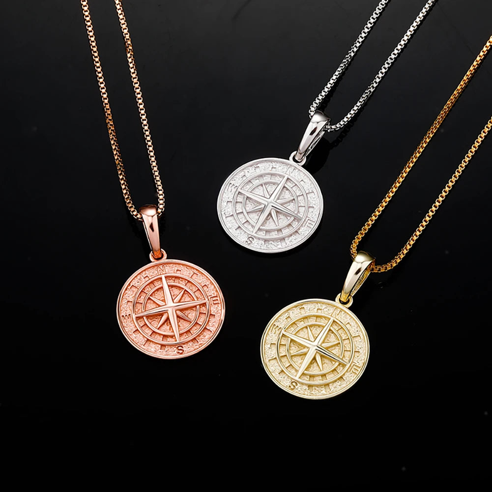 925 Sterling Silver Compass Pendant