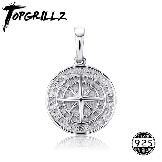 925 Sterling Silver Compass Pendant