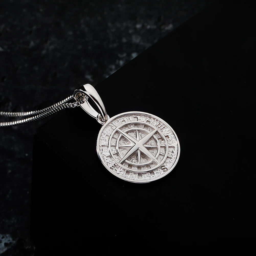 925 Sterling Silver Compass Pendant