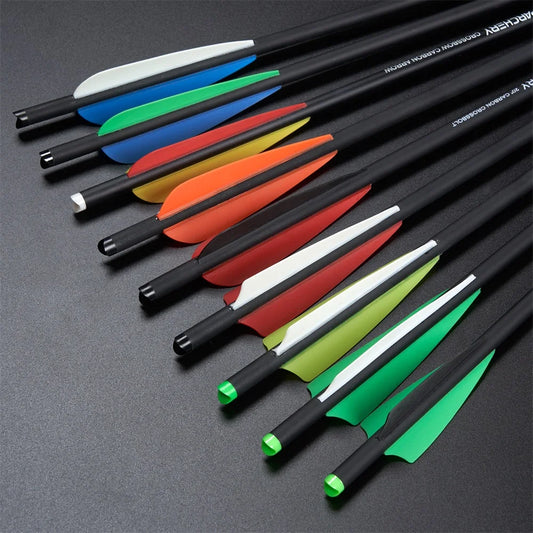 12pcs 20" inch Bow Mixed Carbon Arrow 8.8mm 125grain Removable Tips