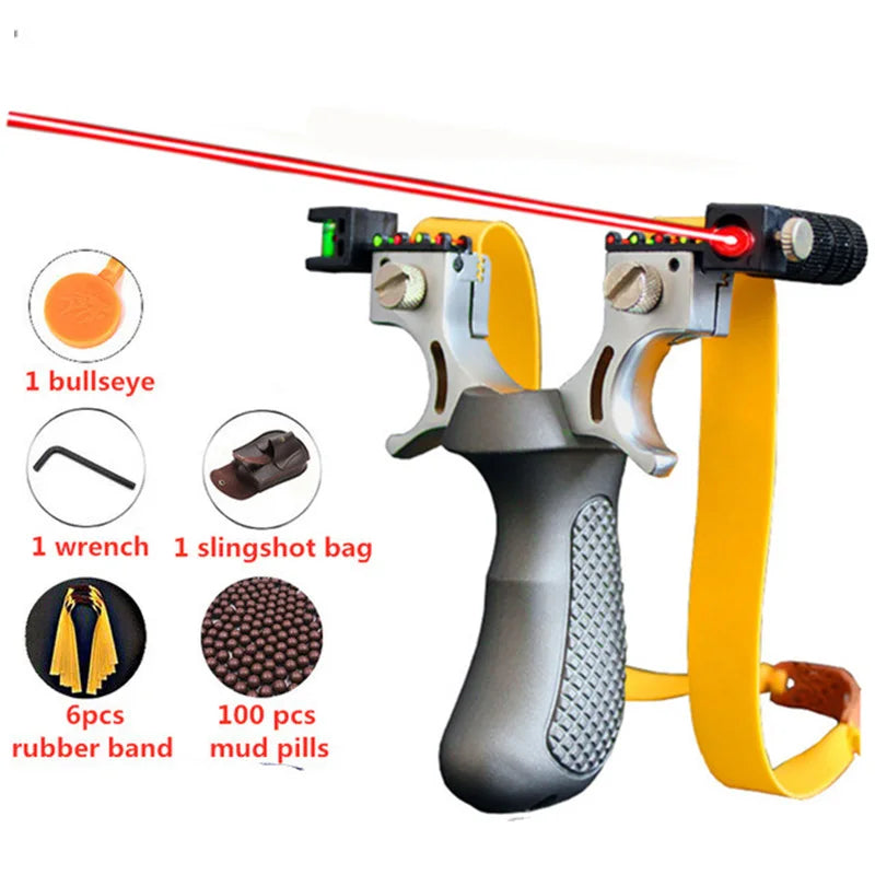 Hunting Slingshot with Laser Aiming Rubber Band