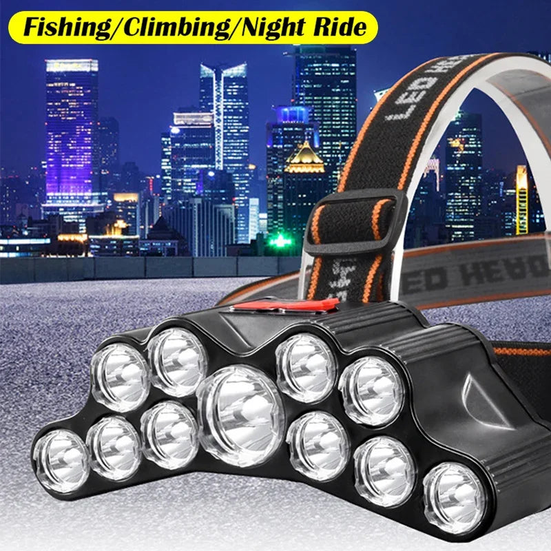 5/11 LED Headlamp Strong Light Head Lamp USB Rechargeable Headlight Built-in 18650 Battery Fishing Flashlight Outdoor Lantern