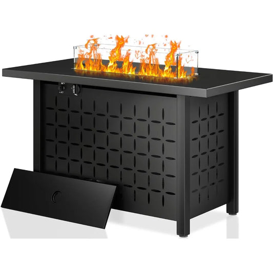 43 Inch Fire Pit Table with Lid & Lava Rock