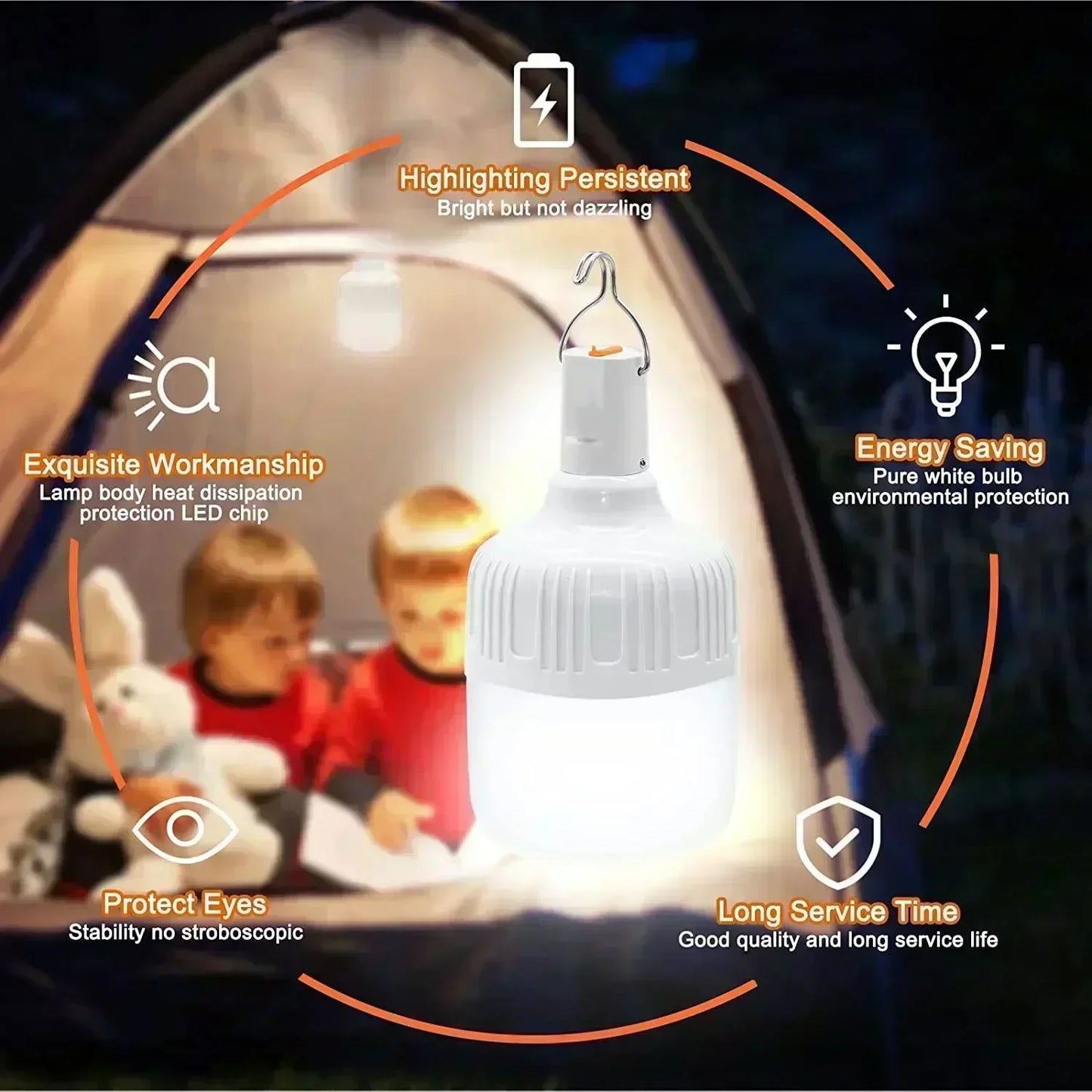 Outdoor USB Rechargeable LED Light Bulb Lantern