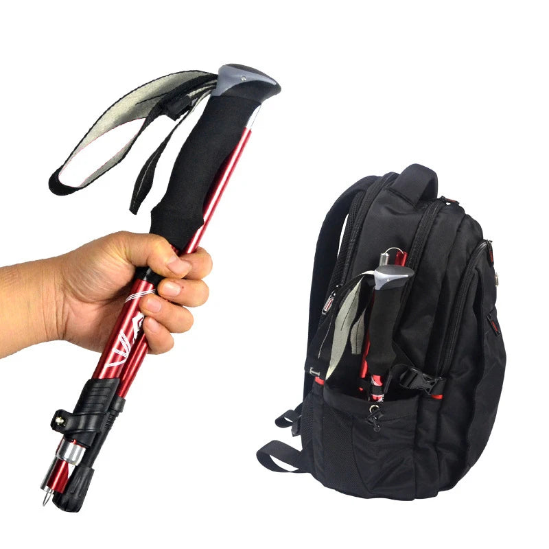 5 Section Outdoor Fold Trekking Pole Camping Portable Walking Hiking Stick