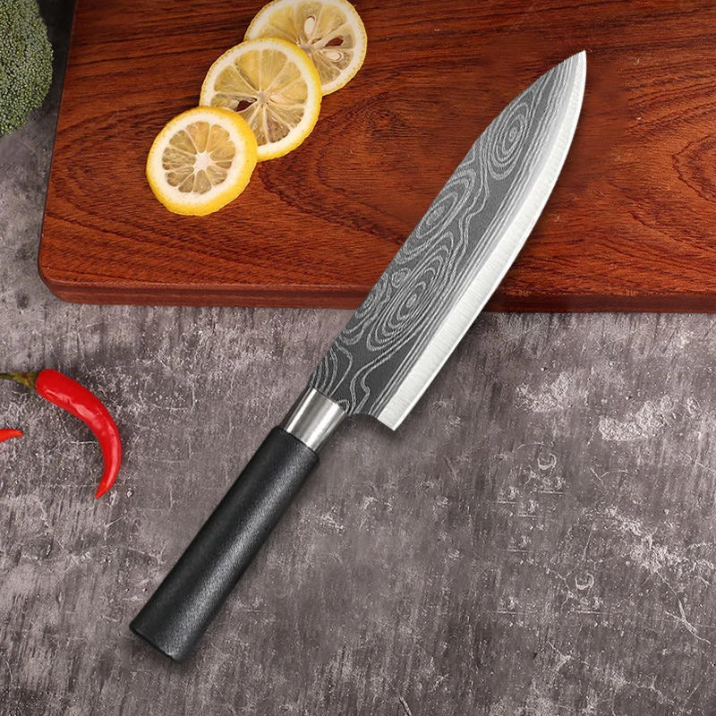 Laser Damascus Pattern Utility Kitchen Knives