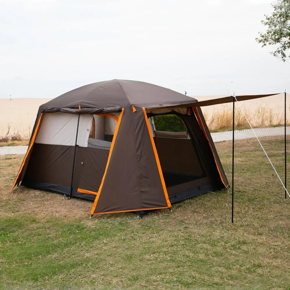 Tent 6 Person,Family Cabin Tents,Straight Wall,3 Doors and 3 Windows with Mesh,Waterproof,Big Tent for Outdoor,Picnic,Camping