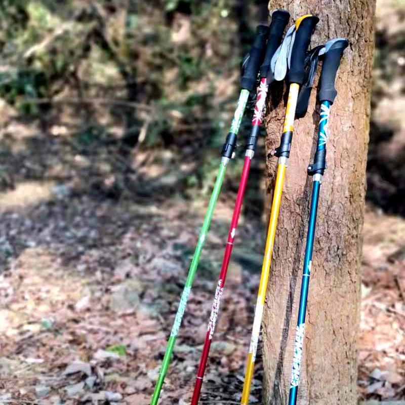 5 Section Outdoor Fold Trekking Pole Camping Portable Walking Hiking Stick