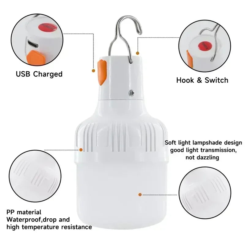 Outdoor USB Rechargeable LED Light Bulb Lantern