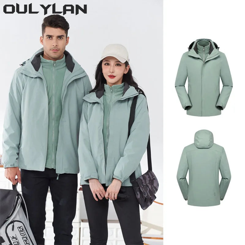 Oulylan  3 in 1 Camping Hiking Jacket Women Men Autumn Outdoor Sports Coats Climbing Trekking Windbreaker Waterproof Jackets