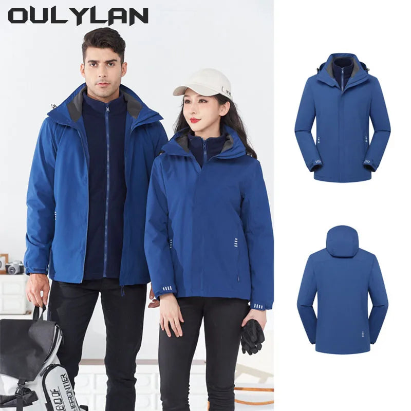 Oulylan  3 in 1 Camping Hiking Jacket Women Men Autumn Outdoor Sports Coats Climbing Trekking Windbreaker Waterproof Jackets