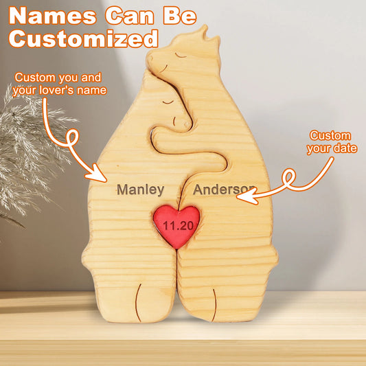 Personalized Custom Bear Family Wooden Puzzle