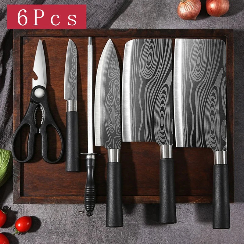 Laser Damascus Pattern Utility Kitchen Knives