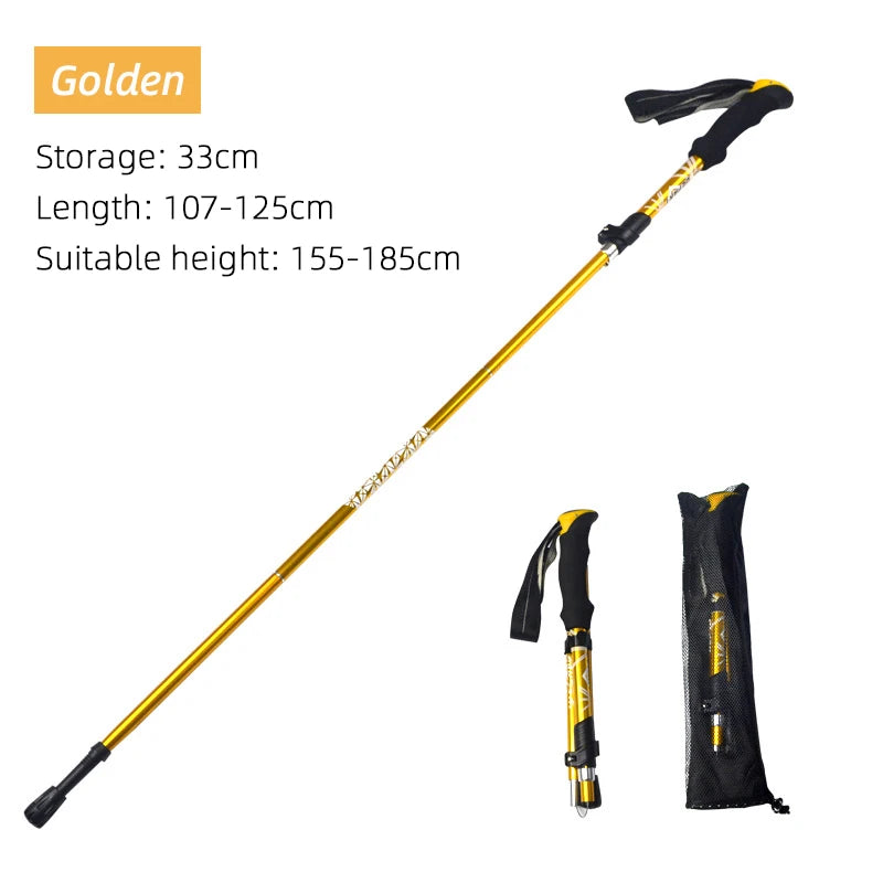 5 Section Outdoor Fold Trekking Pole Camping Portable Walking Hiking Stick