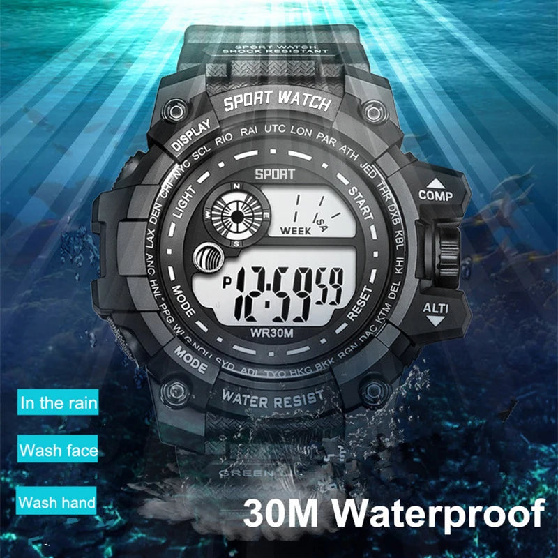 New Men LED Digital Watches Luminous Waterproof Watch