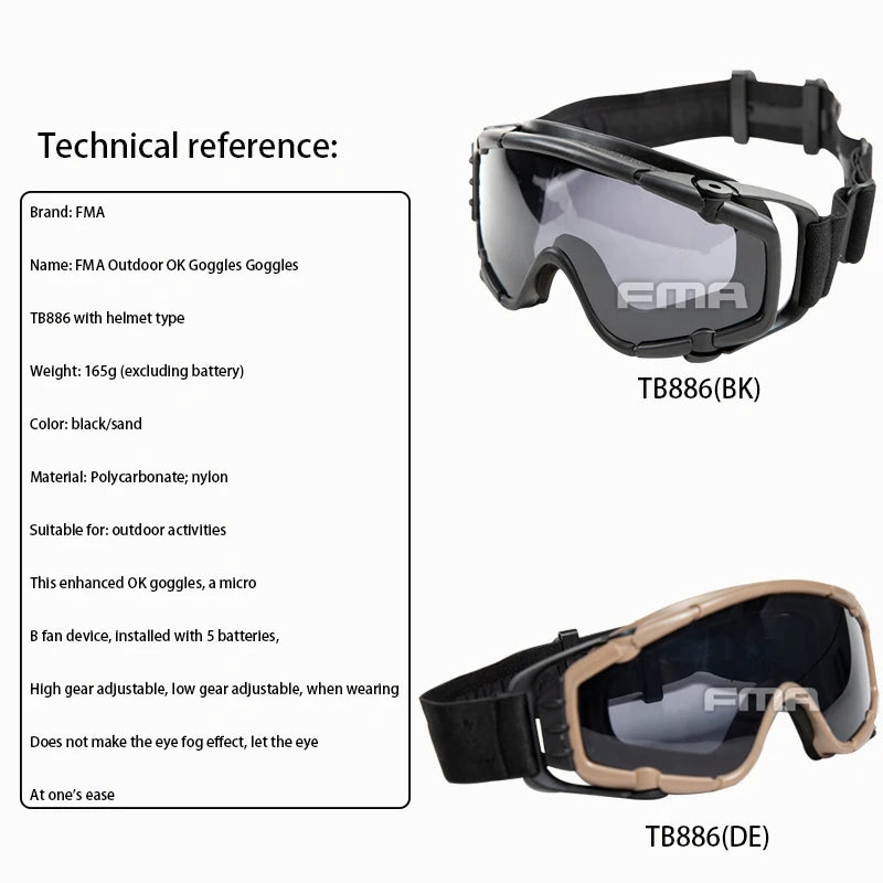 New FMA Airsoft SI-Ballistic Goggles