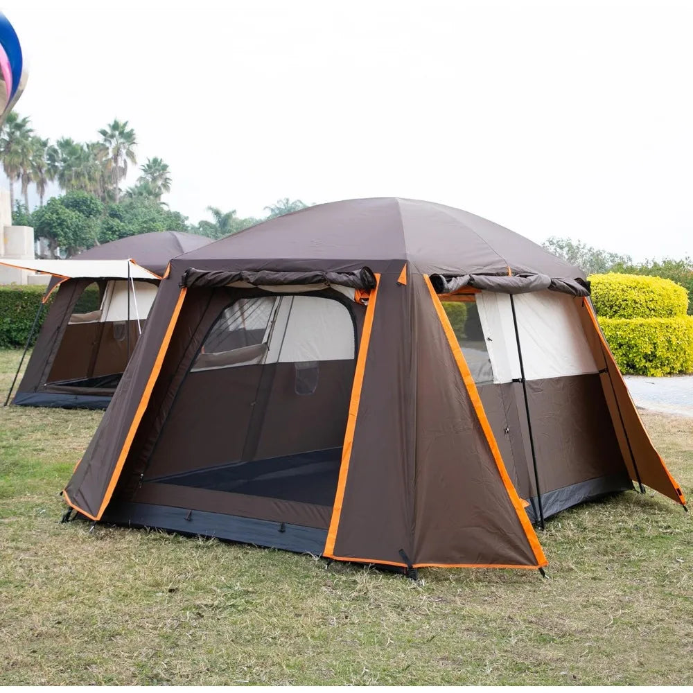 Tent 6 Person,Family Cabin Tents,Straight Wall,3 Doors and 3 Windows with Mesh,Waterproof,Big Tent for Outdoor,Picnic,Camping