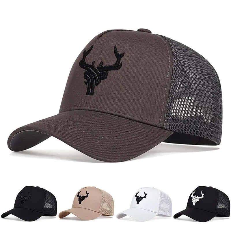 Unisex Animal Antlers Embroidery Baseball Net Caps