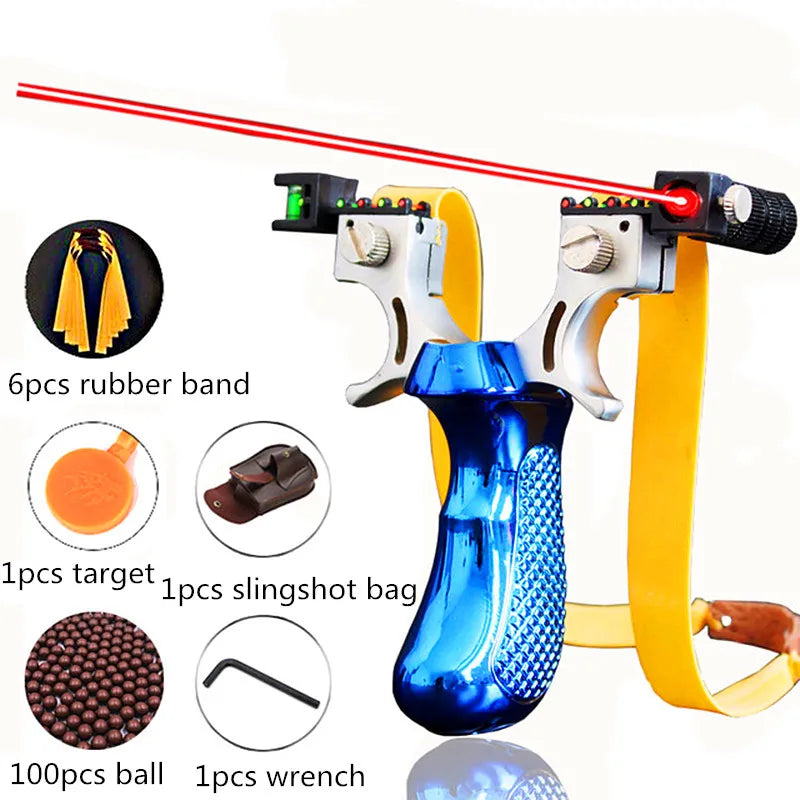 Hunting Slingshot with Laser Aiming Rubber Band