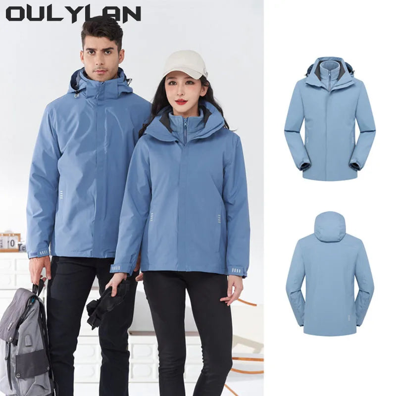 Oulylan  3 in 1 Camping Hiking Jacket Women Men Autumn Outdoor Sports Coats Climbing Trekking Windbreaker Waterproof Jackets