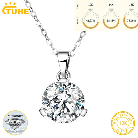 TUHE 6.0mm-8mm D VVS1 Color Luxury Moissanite Pendant for Women Soild 10K 14K 18K