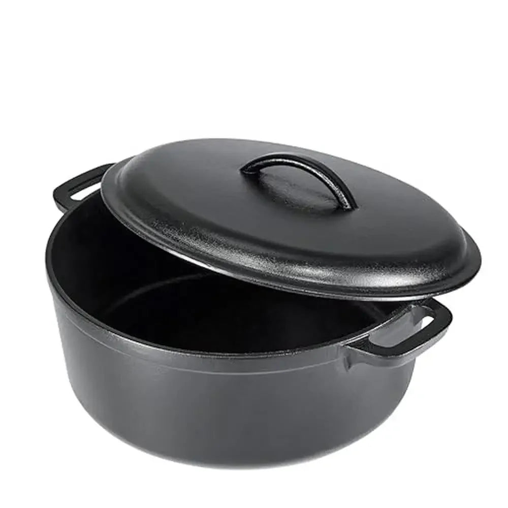 Cast Iron Dutch Oven Pot 7 Quart Pre-Seasoned High Heat Retention Dual Handles