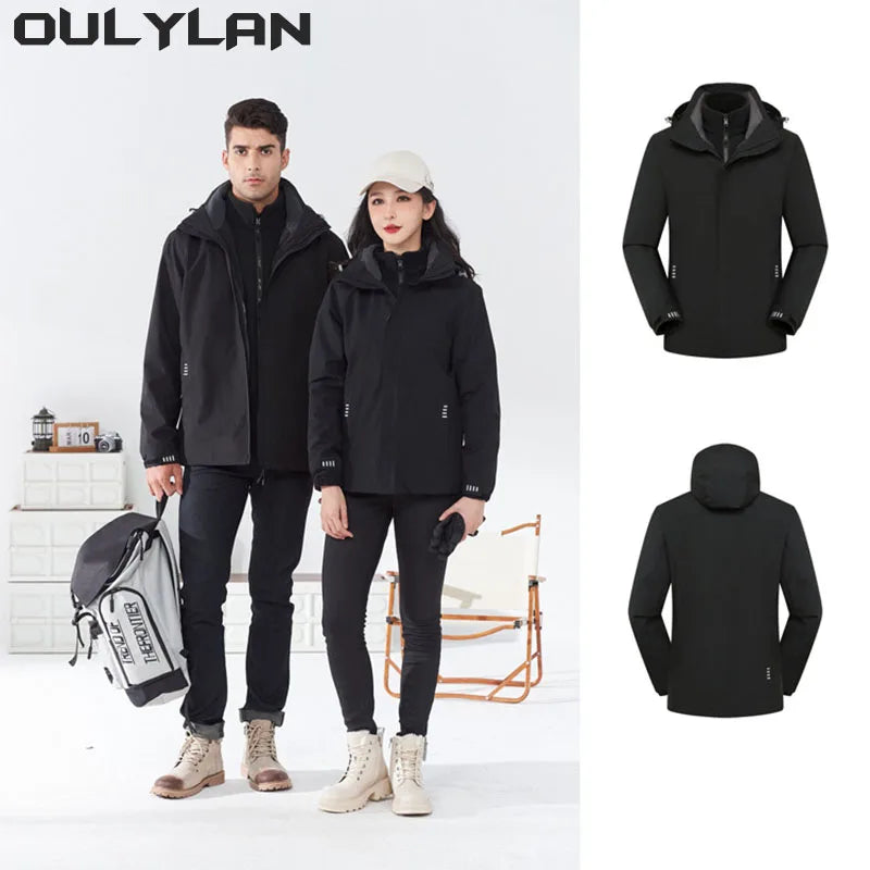 Oulylan  3 in 1 Camping Hiking Jacket Women Men Autumn Outdoor Sports Coats Climbing Trekking Windbreaker Waterproof Jackets