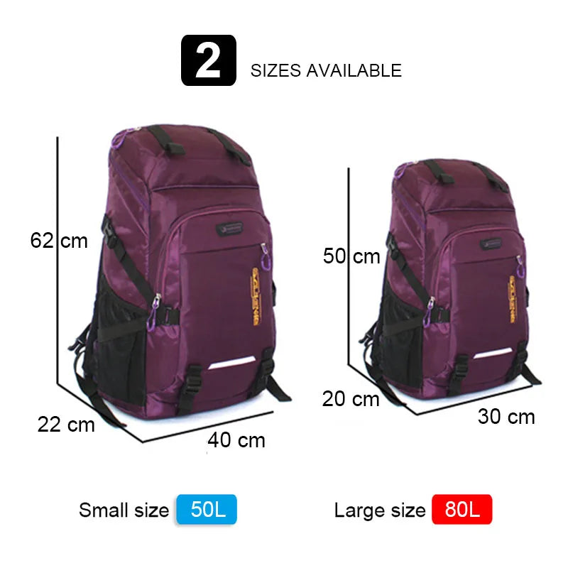 80L 50L Outdoor Backpack Men's Women's Travel Bag