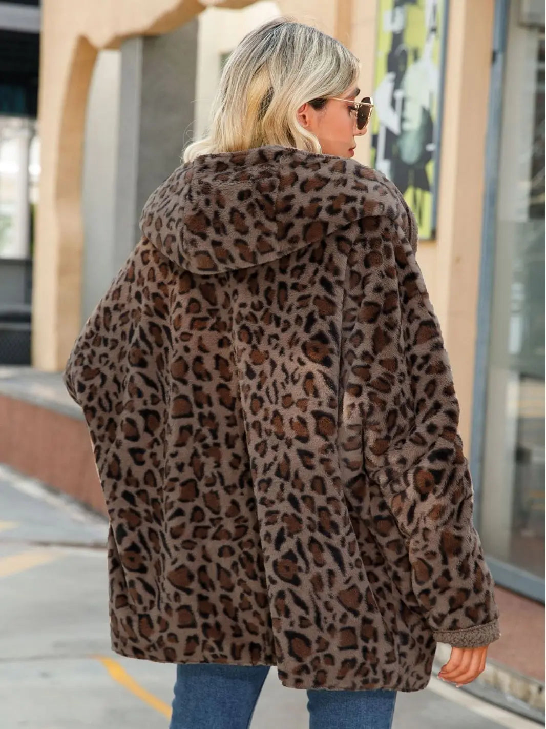 Woman Sweaters Cardigan Long Sleeve Leopard Print Outdoor Jacket