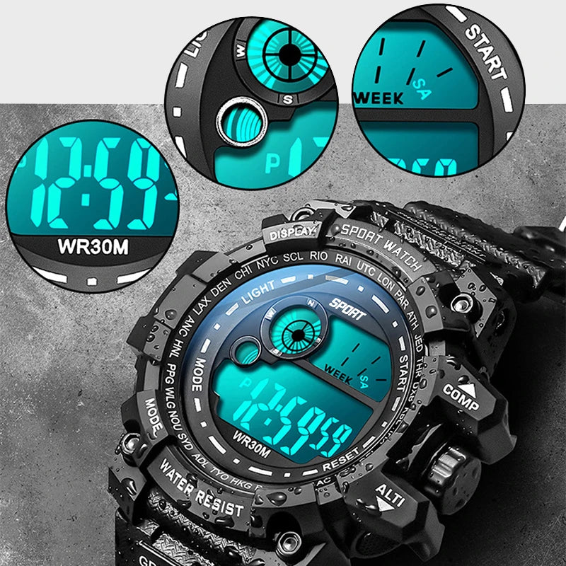 New Men LED Digital Watches Luminous Waterproof Watch