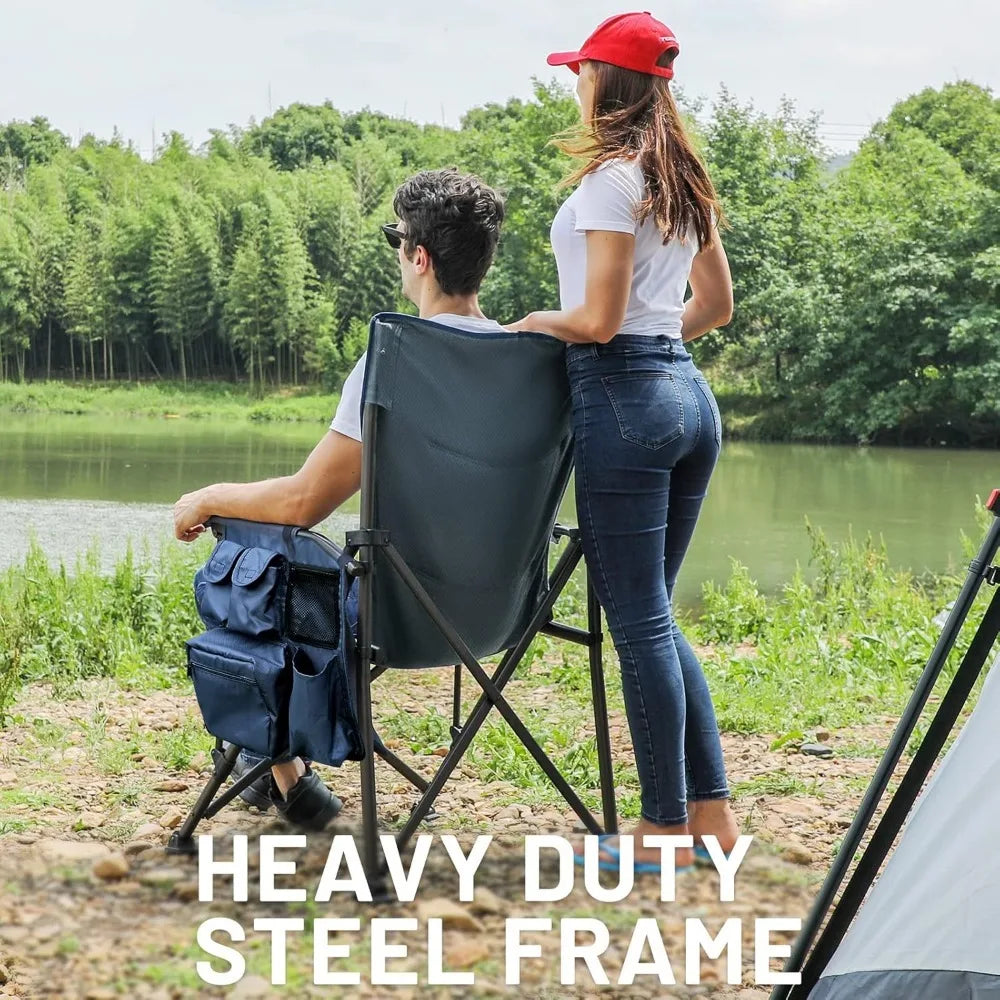 Oversized Folding Camping Chair High Back Heavy Duty for Adults Support up to 500lbs with Cup Holder