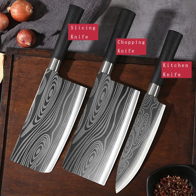 Laser Damascus Pattern Utility Kitchen Knives