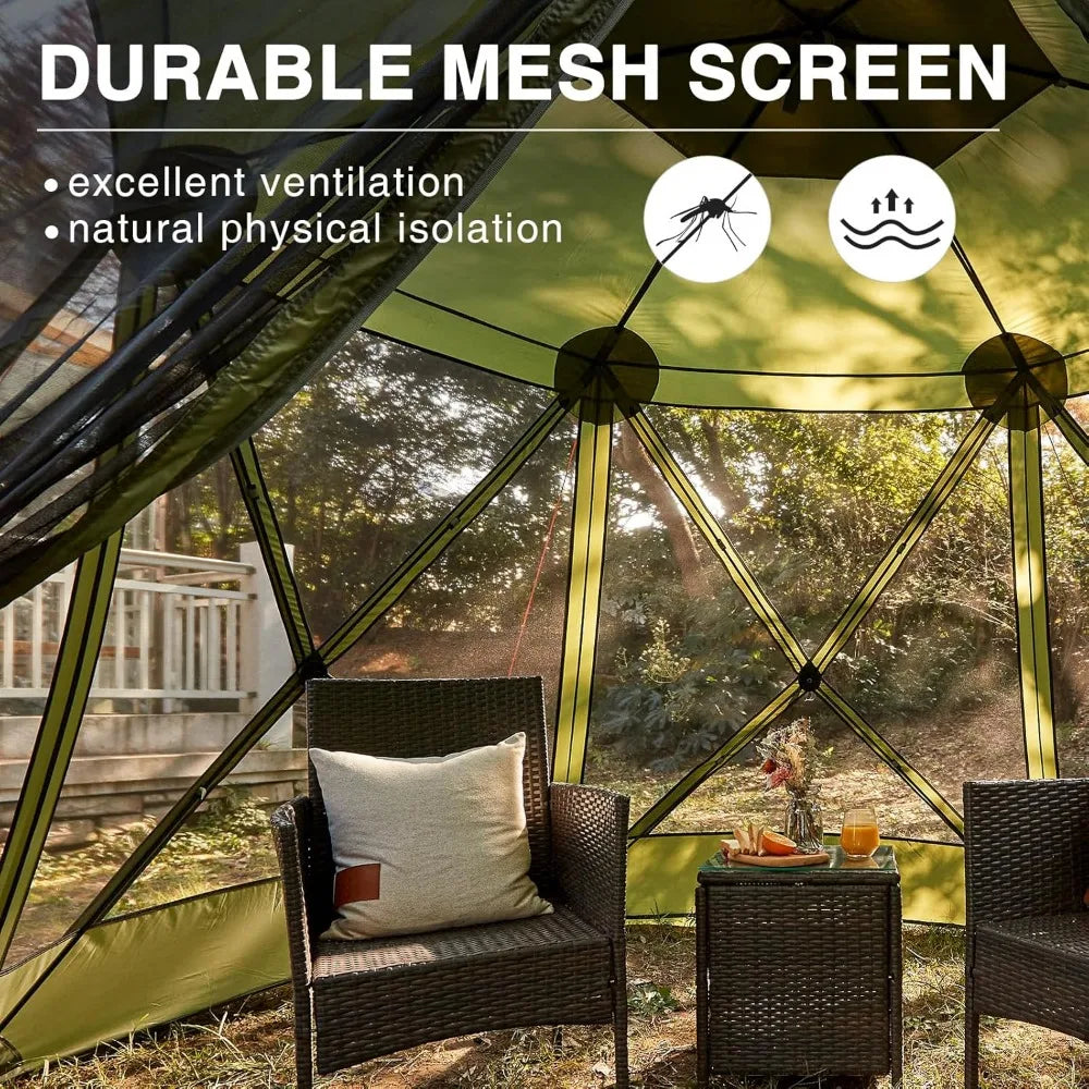 Pop up Screen House Tent for Camping 11.5 x 9.8 ft, Instant Screened Gazebo Canopy with Netting,