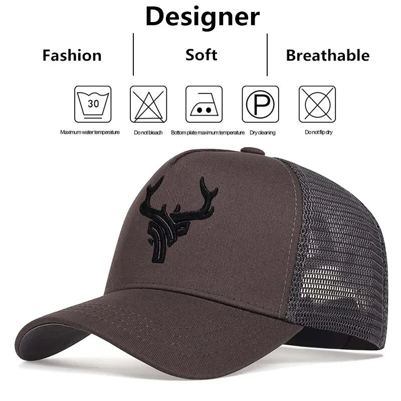 Unisex Animal Antlers Embroidery Baseball Net Caps