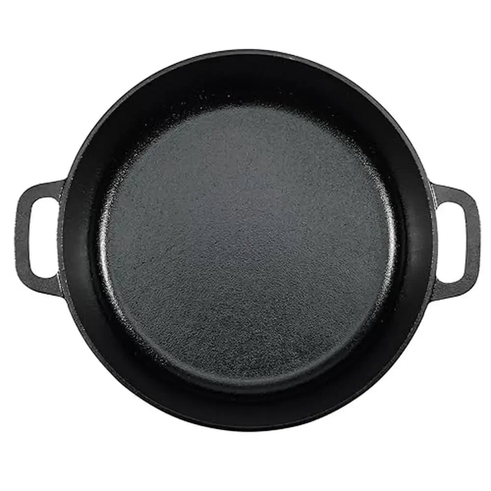 Cast Iron Dutch Oven Pot 7 Quart Pre-Seasoned High Heat Retention Dual Handles